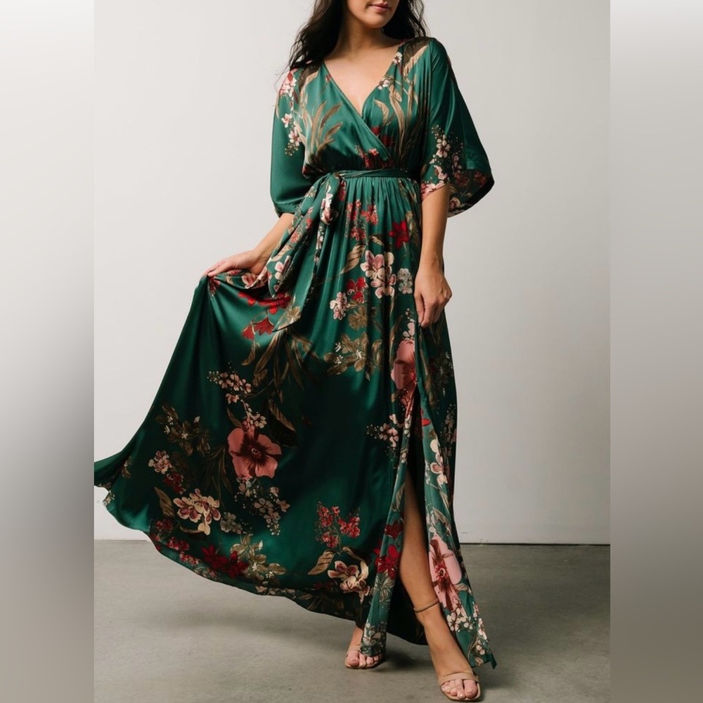 Baltic Born Emerald Green Floral Maxi Dress